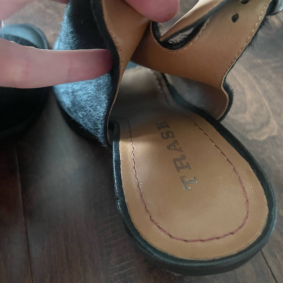 new TRASK Calf Hair Peep Toe Sling Back Booties size 6.5 - Picture 5 of 5